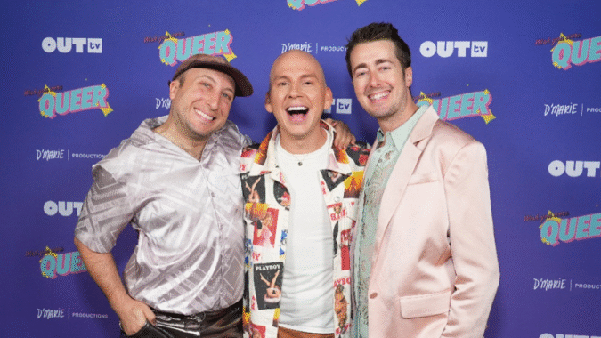 Michael Henry, Tim Murray, and Trixie Mattel at Wish You Were Queer premiere in Los Angeles